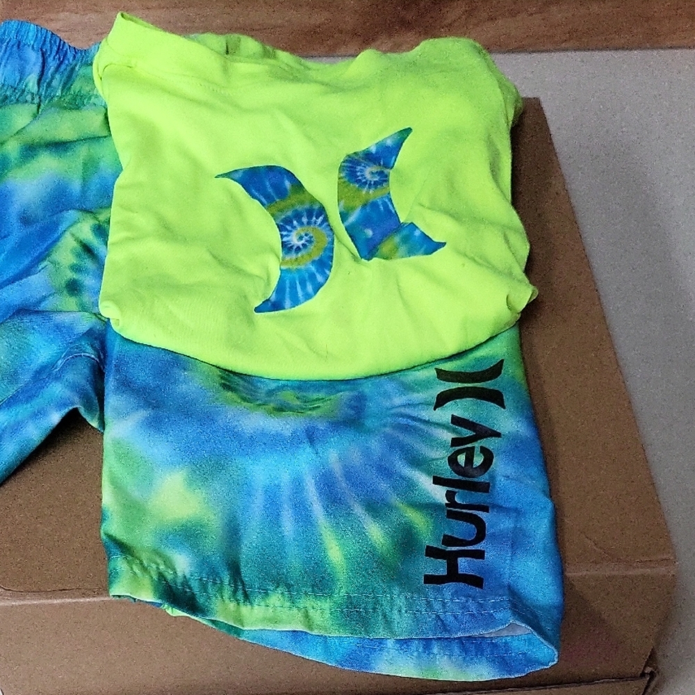 Hurley Bright Green and Blue Swimwear